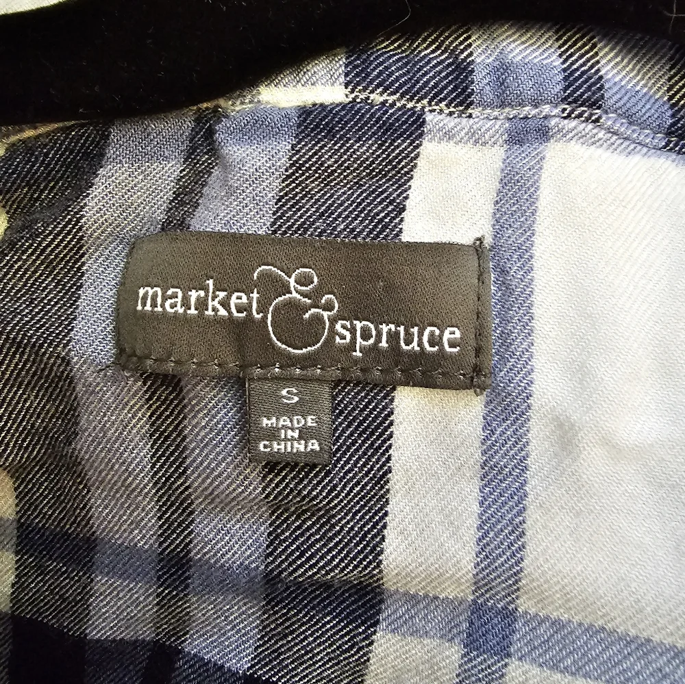 4/$20 NEW Market & Spruce Blue & White Plaid Button Down Sleeveless Blouse small - Picture 2 of 5